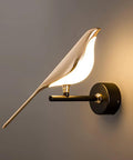 Cool Magpie Themed LED Bird Wall Light In Gold One Light Acrylic Fixture For Living Room And Bedroom Adjustable Bird Head SMD LED Bulb Included Modern Fun Bedside Decor