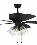 52 Inch Pro Plus Indoor Ceiling Fan With Clear Glass Light Kit In Espresso Finish, Reversible Espresso And Walnut Blades, 3 Speed