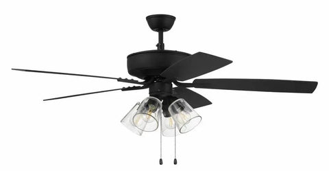 52 Inch Pro Plus Indoor Ceiling Fan With Clear Glass Light Kit In Espresso Finish, Reversible Espresso And Walnut Blades, 3 Speed
