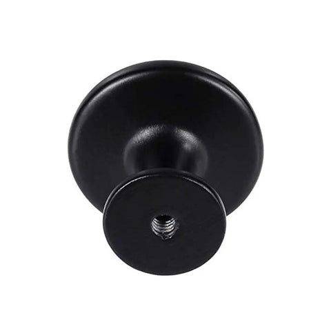 Black Cabinet Knobs, 6 Pack, 1-1/4 Inch Round Single Hole Drawer Knobs For Dresser And Kitchen Cabinets, bottom view