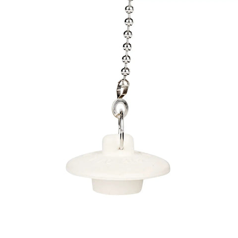 Heavy Hitter 2 Pack Rubber Tub Stopper With Smooth Pull Chain Fits 1 To 1 3 8 Inch Drains, white rubber plug with chain for sinks and tubs.