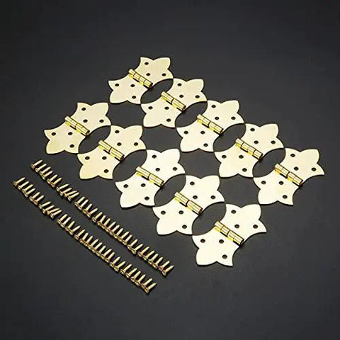 Antique Bronze Gold Flower Metal Butt Hinges For Cabinets And Jewelry Boxes 57 By 31mm Six Hole Door Drawer Hinge Set With 60 Screws