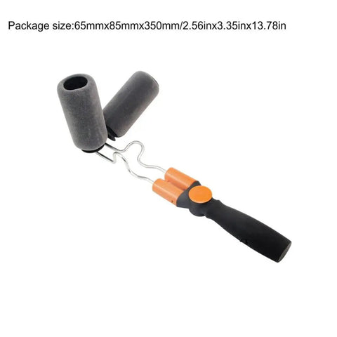 Dual Roller Paint Runner With Extendable Telescopic Pole For Fence Railing And Tubing Heavy Duty Seamless Brush Kit close-up view