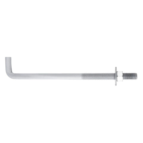 Concrete Anchor Bolts 3/4 In By 10 In L-Shaped Hot-Dip Galvanized with nut and USS washer for masonry fastening.