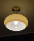 Mid Century Semi Flush Mount Ceiling Light With Glass Shade, Modern Hallway Fixture For Entryway And Kitchen, Orange Finish