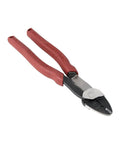 USA Made Wire Cutter, Stripper, and Crimp Tool With Shear Cutter featuring red handles, hardened nose, pro-grade design