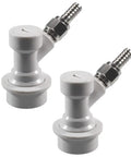 Ball Lock Keg Disconnect Kit With Gray Gas Disconnect And Quarter Inch MFL Fittings Plus Two Pack Of Five Sixteenth Inch Swivel Nuts For Cornelius Kegs And Pepsi And Seven Up Style Tanks, gray PBT disconnects