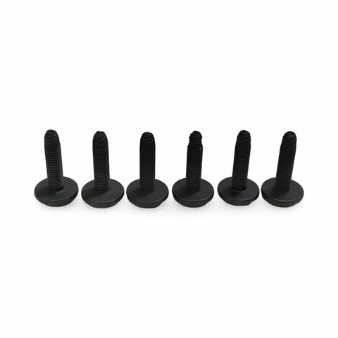 Badass Hella Tough M6 T40 Torx Body Panel Screws for Polaris RZR, six black screws with flat heads for secure installation.