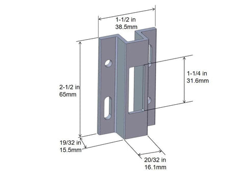 Sliding Patio Door Keeper With Diecast Construction And Aluminum Hook And Loop Fastener, Surface Mounted Latch Keeper For Micron 1200 Series Doors