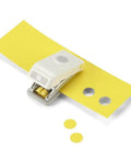 Half Inch Scalloped Edge Circle Punch for Card Making and Scrapbooking cutting yellow paper; easy and precise craft tool.