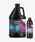 Squire Two Zero Reloaded Pro Grade Sealer For Concrete Epoxy Natural Stone Vct Lvt Lvp Tile And Grout Substrates With Gloss Finish One Quart Coverage Up to 250 Sqft in black bottles, one quart and smaller.