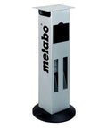 Heavy Duty Floor Stand Rack for Metabo Bench Grinder with Massive Built In Storage Slots showing steel construction and base.