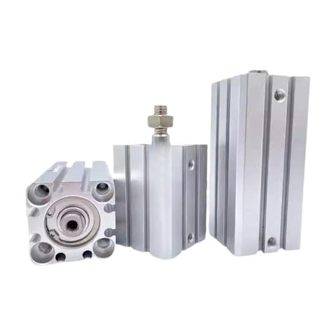 Ultra Slim Air Cylinder CQSB25 To 50D Series Thin Pneumatic Cylinder Pro Grade For Tight Spaces And Smooth Actuation One Color Finish Durable Aluminum Body Easy Mounting Compatible With Standard Fittings For Compact Machines, front view