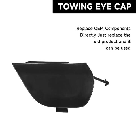 Side view of unpainted front right bumper tow hook cover cap for Toyota Prius C 2015-2017, durable and sturdy eye hole cover replacement.