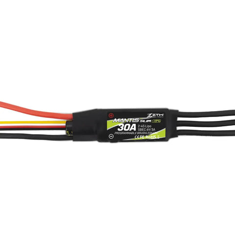 Mantis Slim G2 30A ESC For RC Airplane 2 To 4S With 6V 3A SBEC showing wiring and label details