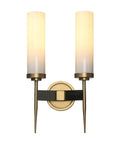 Old School Vintage Bronze Antique Wall Sconce Lighting Fixture With 2.8 Inch Cylindrical Clear Glass Shade Dual Head Option