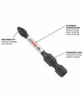 Close-up of Impact Tough 48-Piece Screwdriver Bit showing extended torsion zone, hardened core, and machined tip details.
