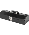 Rugged Hip Roof Portable Steel Tool Box with Metal Latch Closure, 16.7 Inch L x 6.9 Inch W x 4.9 Inch H, Black Finish, Easy Carry Handle