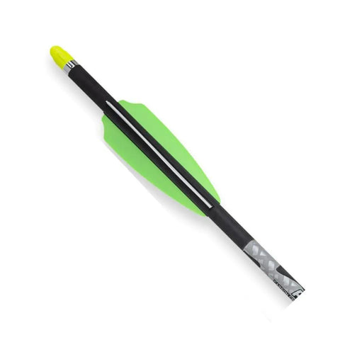 Pro Elite 400 Grain 20 Inch Carbon Crossbow Arrows Alpha Brite Nock 3 Pack with green fletching and Alpha Nock
