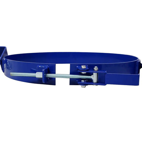 Heavy Duty 55 Gallon Steel Drum Lifter Ring With 1200 Lbs Capacity Tilting Clamps For Forklifts And Manual Use Durable Carbon Steel Barrel Transport Gear side view