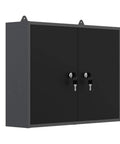 Metal Wall Cabinet With Lockable Door For Garage Or Basement Black And Grey Pegboard Interior With Detachable Shelves