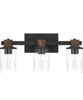 3 Light Rustic Wood Vanity Light With Clear Glass Shades Modern Black Farmhouse Bathroom Over Mirror Fixture
