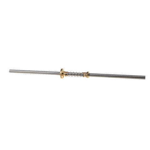 Dope Precision Ball Screw With Nut for CNC Machines, Anti Backlash Nut, showing threaded rod and nut, 8mm diameter, 4mm lead, 2mm pitch.