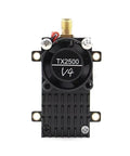 Front view of TX2500 V4 5 8 GHz FPV Transmitter With 2000mW Power Cooling Fan Ultra Long Range For RC FPV Fixed Wing Drones