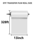 DTF Transfer Film Roll 13 Inch By 328 Feet For A3 DTF Printers PET Pre Treat Heat Transfer Paper Cold And Hot Peel shown in dimensions