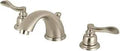 Nuwave French Widespread Bathroom Faucet With Retail Pop Up Drain Sleek Brushed Nickel Finish 8 to 16 Inch Centers Three Hole Deck Mount