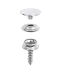 Badass Quality 30 Piece Canvas Snap Fastener Kit With Hella Durable Five Eighth Inches Stainless Steel parts showing a snap fastener assembly.