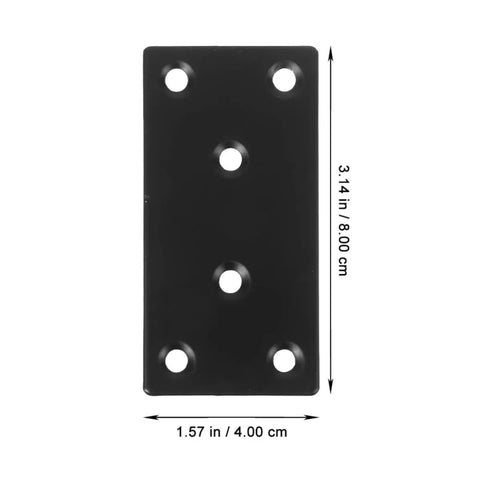 Black Stainless Steel Corner Brackets Set Of 10 With Protective Coating, 6 hole straight metal plate with dimensions