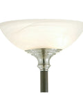 Alabaster glass dome of Lexington 71 Inch Two Light Floor Lamp in Walnut Finish with Up Lighting and Reading Light