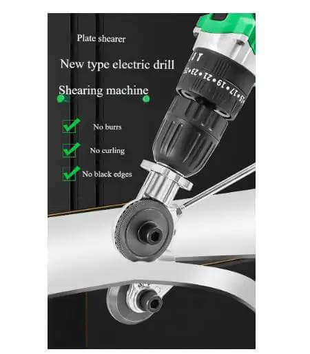 Electric Drill Sheet Metal Cutter Attachment with Pro Grade Titanium Gear Transmission and Heavy Duty High Carbon Steel Hexagon Handle