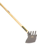 Heavy Duty Steel Rake Hoe With Wood Handle And Five Wide Tines For Quick Cultivation, Gardening, Fire Prevention, Trail Building, 55 Inch Reach