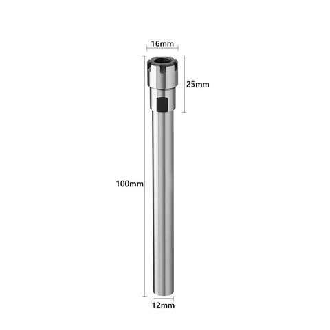Workhorse Extension Rod For Collet Chuck Holder C12-ER11M-100L Straight Shank Cutter Arbor for CNC Lathe and Milling with dimensions shown