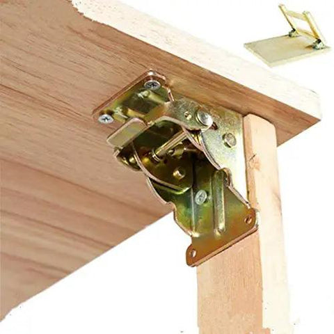 Iron Folding Hinge Table Leg Brackets Foldable For Tables And Chairs Self Locking Feet Hinges Durable Iron Construction Installed View