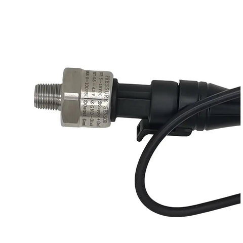 Stainless Steel Oil And Fuel Pressure Sensor Transducer With 1/8-27 NPT Thread 0-100 Psi Range and Connector, side view