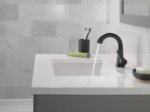 Esato Matte Black One Hole Bathroom Faucet For Vanity With Push Pop Drain 4 Inch Centerset Fits 1 Hole Or 3 Hole Installations