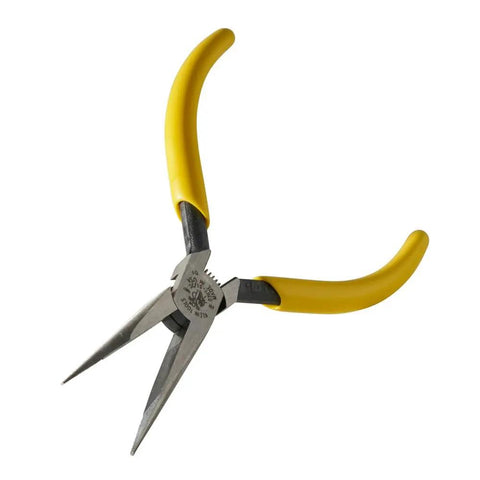 Slim Needle Nose Pliers With One Thirty Second Inch Point And Five Inch Length For Deep Reach, Knurled Jaws, Curved Handles