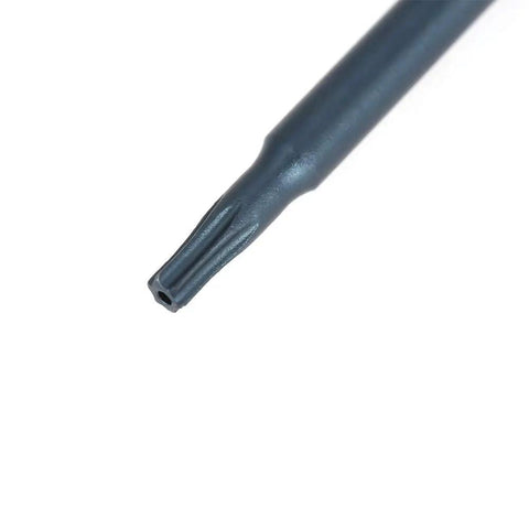 Heavy Duty Magnetic Hex Shank Screwdriver Bits Kit With 10 Pc T8 Star Security Heads Made From Tough S2 Steel For High Torque Drilling And Power Tool Jobs That Need Serious Durability And Grip To Get The Work Done Right Away. Close-up blue 100mm T8 star S2 steel bit tip