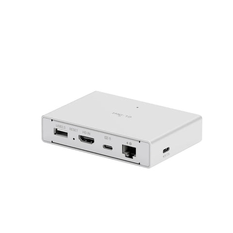 Comet PoE Remote KVM GLRM1PE With Tailscale For No Fuss Seamless 4K Streaming And Secure Remote Access Power Over Ethernet Enabled To Cut Cable Clutter And Power Adapters, white metal unit