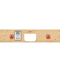 Front view of Three And A Half Inch Single Pocket Door Hinge Template For Interior Wood Doors Pro Grade Router Jig For Three Point Five Inch Hinges Five Eighths Inch Radius Mortise Corners Repositionable Carrier Big Horn.