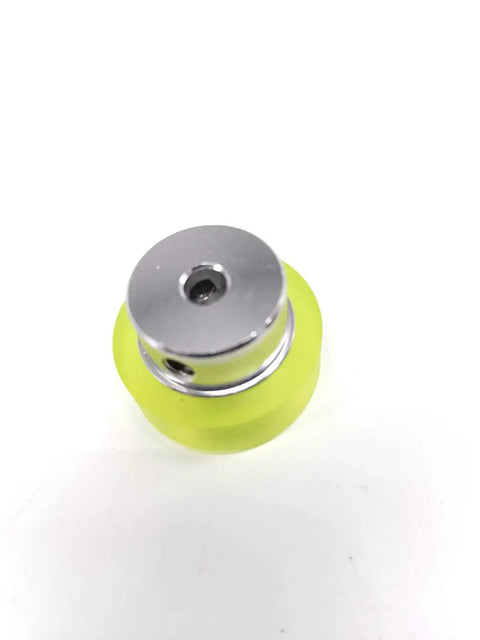Two Pack Industrial Encoder Measuring Roller Rubber Wheel For Rotary Encoder, Wear Resistant Polyurethane Synchronizer Wheel, 100mm Perimeter And 6mm Hub Hole, Anti Slip Surface, High Rigidity Aluminum Bracket, Durable And Accurate on yellow wheel with metal hub