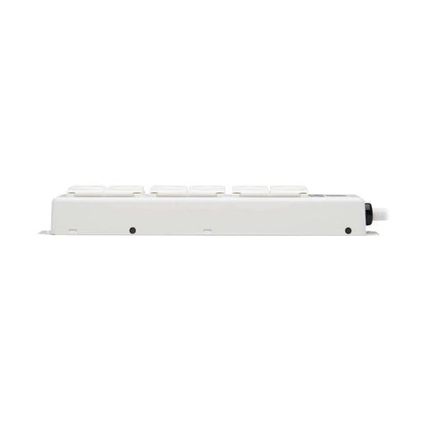 Side view of Go-To Safe-IT 6-Outlet Hospital-Grade Medical Power Strip For Patient Care Areas With 15-Foot Cord, UL 2930 Certified.