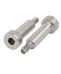 5 Pack 304 Stainless Steel Hex Socket Shoulder Bolts, 5mm Shoulder Diameter, 15mm Shoulder Length, shown close-up