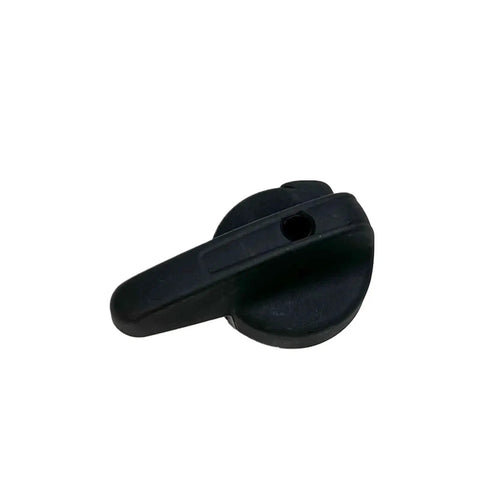 Heavy Duty Parking Brake Lever The Real Deal Hand Brake Control For Forklift And Pallet Jack Replacement Part 3865100405, black plastic lever top view.