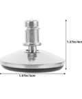 Heavy Duty Adjustable Furniture Leveling Feet, Rock Solid Swivel Base, Super Grippy Silver Floor Stabilizers with measurement.
