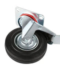 Heavy Duty Retractable Stainless Steel Wheels 4 Pack 75mm 200kg Capacity Swivel Casters for Carts Furniture Chairs with Rubber Brake close-up view