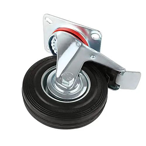 Heavy Duty Retractable Stainless Steel Wheels 4 Pack 75mm 200kg Capacity Swivel Casters for Carts Furniture Chairs with Rubber Brake close-up view